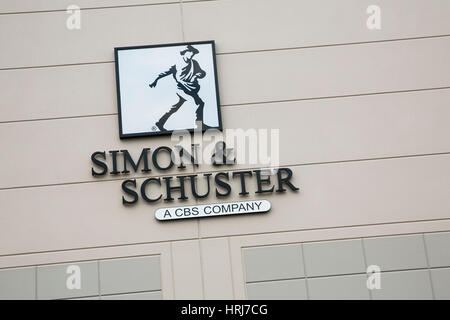 A logo sign outside of a Simon & Schuster, Inc., distribution warehouse in Riverside, New Jersey, on February 26, 2017. Stock Photo