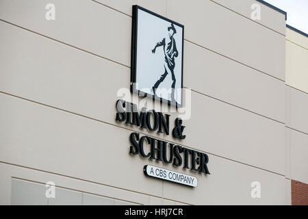 A logo sign outside of a Simon & Schuster, Inc., distribution warehouse in Riverside, New Jersey, on February 26, 2017. Stock Photo