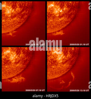 Solar Prominence Sequence, EIT, 2000 Stock Photo