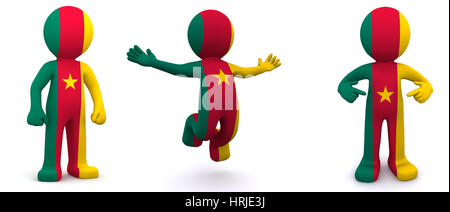 3d character textured with flag of Cameroon isolated on white background Stock Photo