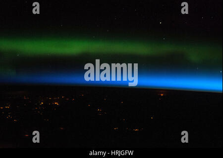 Aurora Borealis, ISS Image, 2014 Stock Photo