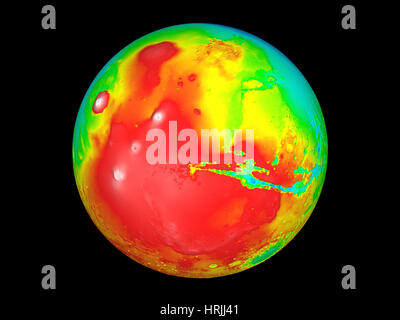 Martian Topography, Mars Orbiter Laser Altimeter Stock Photo