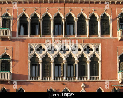 Venetian Gothic facade of famous Hotel Danieli in venice, Italy Stock Photo