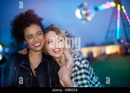 Two best friends came at the festival Stock Photo