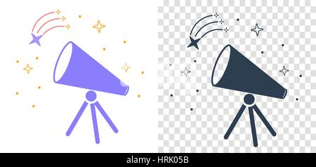 icon of the telescope and the incident zvezny in the starry sky. Icon in a linear style Stock Vector