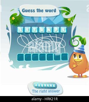 Visual Game for children. Task: guess the word. Right answer- present Stock Vector