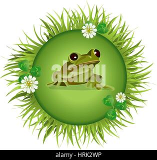 Insects and summer nature icon. Frog on the meadow Stock Vector