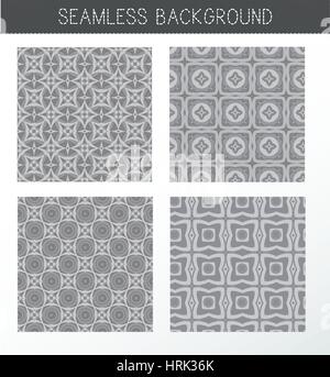 Seamless grey backgrounds collection. Set of tile and lattice patterns. Vintage decorative elements. Islam, Indian. Ceramic tile. Set of beautiful eth Stock Vector
