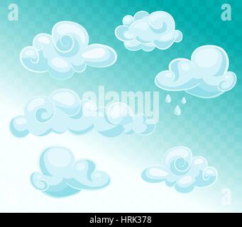 Set of blue sky, clouds. Cloud icon, cloud shape. Set of different clouds. Collection of cloud icon, shape, symbol. Graphic element vector. Vector des Stock Vector
