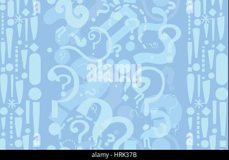 Seamless background of question signs and exclamation marks to illustrate learning, education, testing, quizzing, creativity and imagination Stock Vector