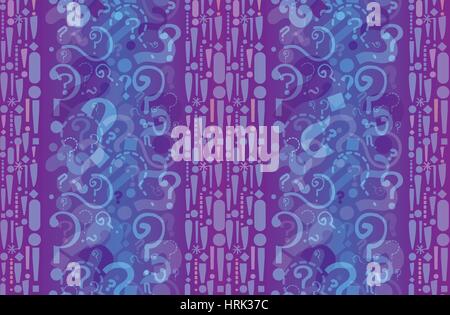 Seamless background of question signs and exclamation marks to illustrate learning, education, testing, quizzing, creativity and imagination Stock Vector