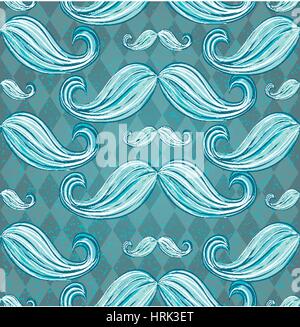 Mustache seamless pattern in vintage style Stock Vector
