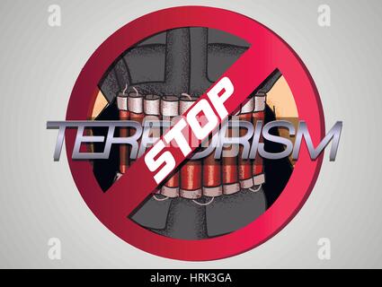 Stop The Terror. Icon against violence and terror Stock Vector