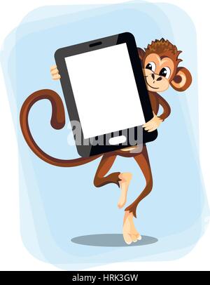 monkey with a smartphone for text Stock Vector