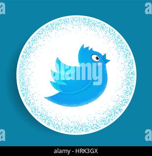 Flying twitter bird icon isolated on white background. Vector illustration Stock Vector