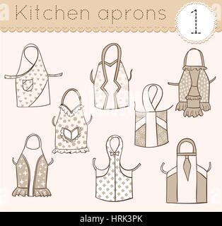 set of kitchen aprons, sketch various models Stock Vector Image & Art ...