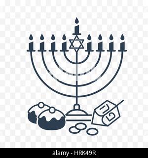 Vector illustration of happy Hanukkah  . Judaism candelabrum symbol. Happy Hanukkah logo for greeting card template Stock Vector