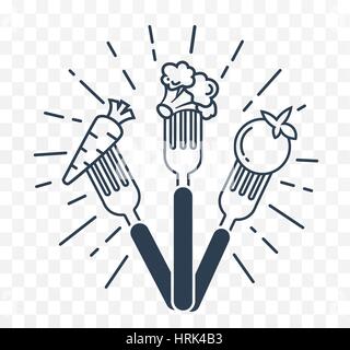Icon silhouette of vegetables on a fork as a concept of vegetarian food Stock Vector