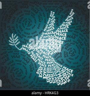 dove of peace in the words background Word War. Day related in shape of peace symbol Stock Vector