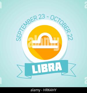 Libra zodiac sign in circular frame, vector Illustration. Contour icon. Stock Vector