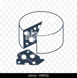 Icon Swiss Cheese in the linear style. black and white illustration Stock Vector