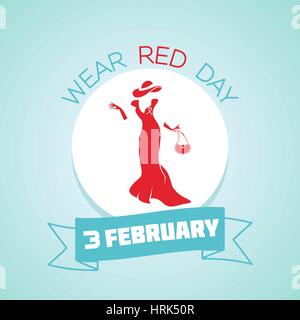 Calendar for each day on February 3. Greeting card. Holiday - Wear Red Day. Icon in the linear style Stock Vector