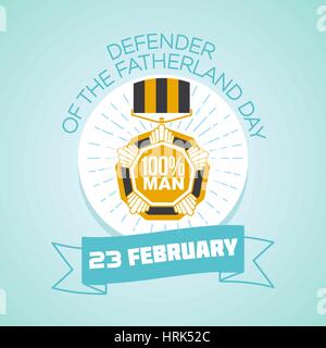 Calendar for each day on February 23. Greeting card. Holiday - Defender of the Fatherland Day. Icon in the linear style Stock Vector