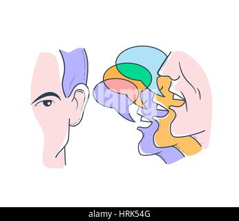 concept of listening to different opinions in the form of a businessman   analyzes the situation Stock Vector