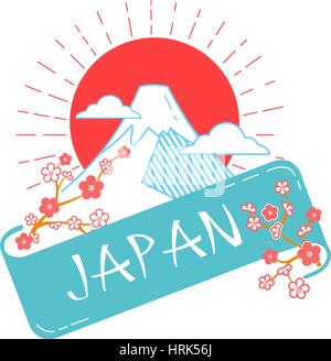 Greeting card. Holiday - Japan Day. Icon in the linear style Stock Vector
