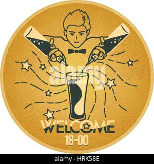 invitation in the form of hands bartender pours drinks Stock Vector