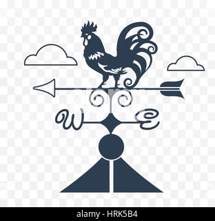Weather vane rooster. Vector illustration. Stock Vector