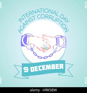 Calendar for each day on december 9. Greeting card. Holiday - International Day Against Corruption. Icon in the linear style Stock Vector