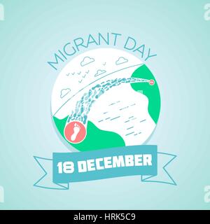 Calendar for each day on December 18. Greeting card. Holiday -  migrant day. Icon in the linear style Stock Vector