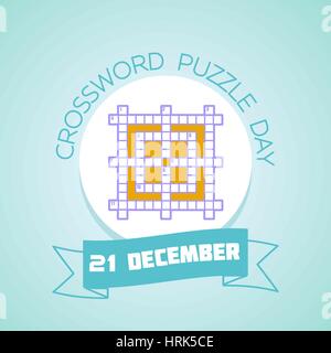 Calendar for each day on December 21. Greeting card. Holiday - Crossword Puzzle Day. Icon in the linear style Stock Vector
