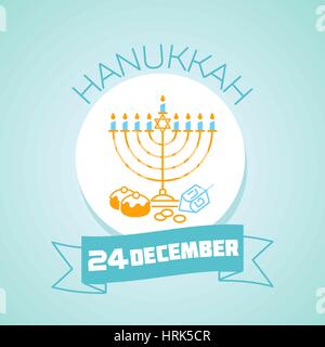 Calendar for each day on december 24. Greeting card. Holiday - hanukkah. Icon in the linear style Stock Vector