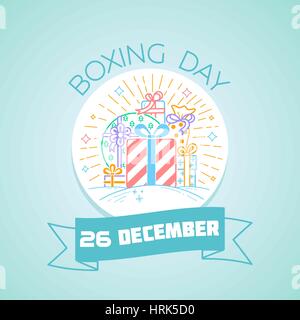 Calendar for each day on December 26. Greeting card. Holiday - Boxing Day. Icon in the linear style Stock Vector