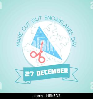 Calendar for each day on December 27. Greeting card. Holiday - Make Cut Out Snowflakes Day. Icon in the linear style Stock Vector