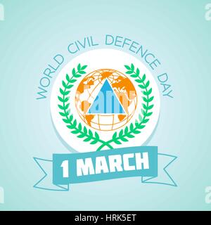 Calendar for each day on march 1. Greeting card. Holiday - World Civil Defence Day. Icon in the linear style Stock Vector