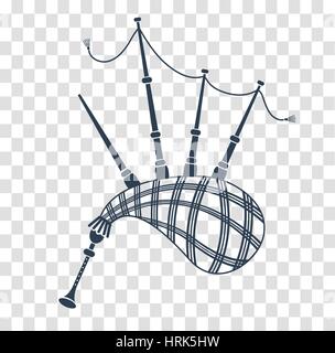Bagpipes icon. Cartoon illustration of bagpipes vector icon for web. black and white vector illustration Stock Vector