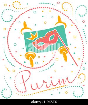 Greeting card. Holiday - Purim. Icon in the linear style Stock Vector