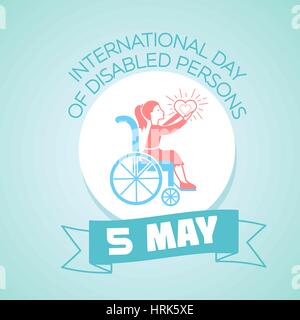 Calendar for each day on may 5. Greeting card. Holiday - International Day of Disabled Persons. Icon in the linear style Stock Vector