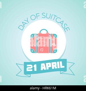 Calendar for each day on April 21. Greeting card. Holiday - day of suitcase. Icon in the linear style Stock Vector