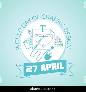 Calendar for each day on April 27. Greeting card. Holiday - World Day of Graphic Design. Icon in the linear style Stock Vector