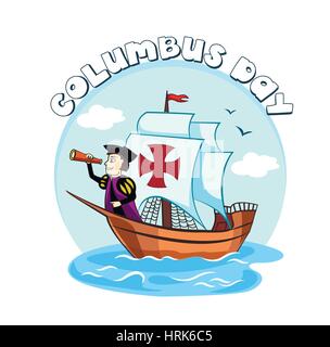 Columbus on the ship for your design Stock Vector