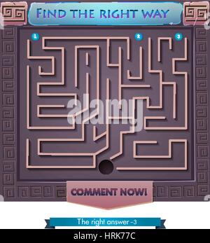 Visual Game for children. Task: find the right way out of the maze Stock Vector