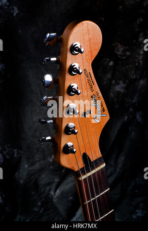 tuning knobs of electric guitar Stock Photo