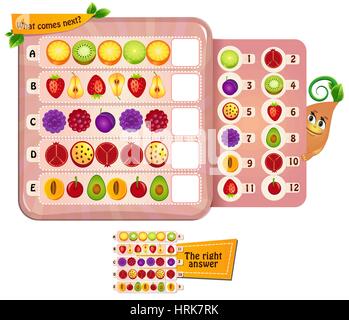 Visual Game for children. Task: what comes next? Stock Vector