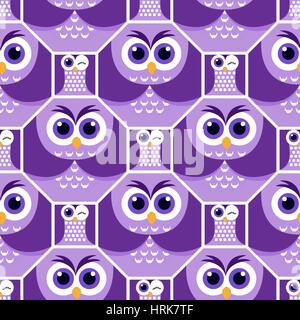 seamless background with funny colored shapes in the form of an owl Stock Vector