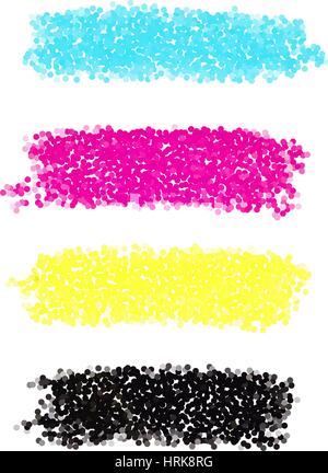 CMYK dotted brush strokes Stock Vector