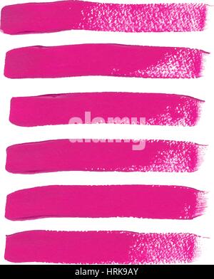 Set of fuchsia color brush strokes Stock Vector